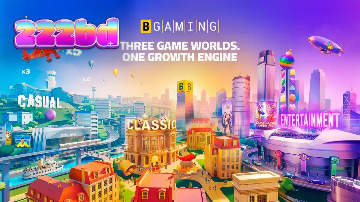 BGaming-এর থ্রি গেম ওয়ার্ল্ডস পোর্টফোলিও এবং মোবাইল গেমিং ইন্টারফেসের একটি দৃশ্য